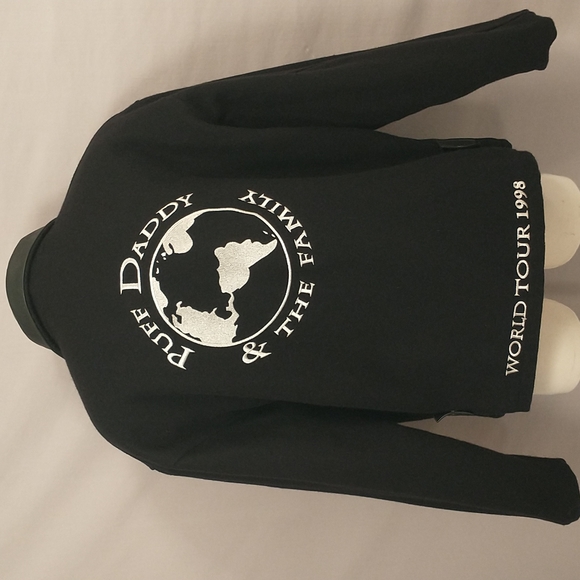 90's Tour Jacket Puff Daddy & The Family Vintage Hip Hop md USA Black Wool mk XL
